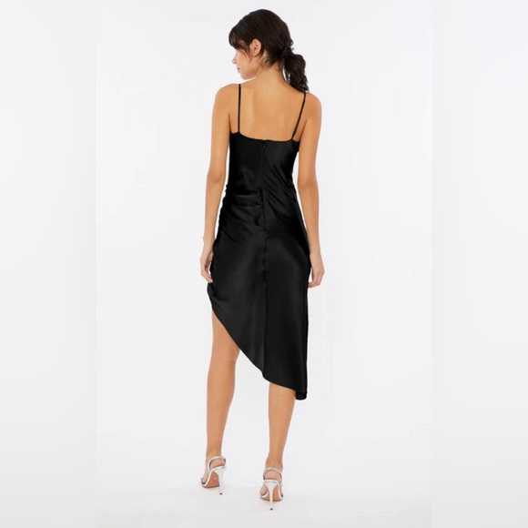 Cinq a sept black silk Emilia rhinestone ruched slip evening formal dress NWT 2 - Picture 4 of 7